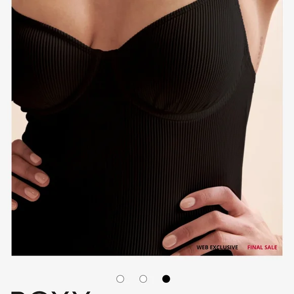 New Roxy Black Ribbed One Piece Swimsuit In Size Large - Picture 6 of 6